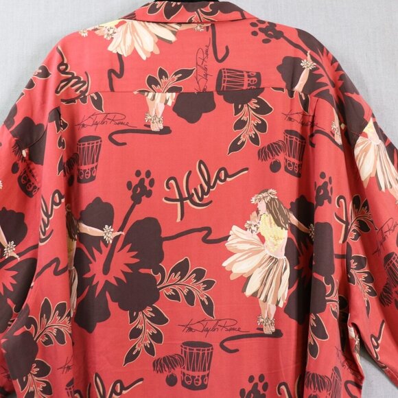 Hilo Hattie Hawaiian Shirt Men’s 3XL Red Hula Dancer Floral 100% Silk Aloha Camp - Picture 3 of 12